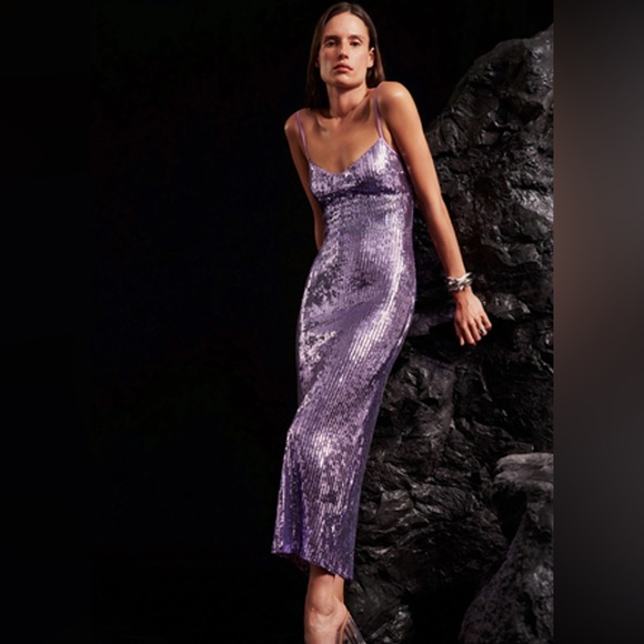 INCREDIBLE! NWT “Galvan London” Berlin Bustier Sequined Dress in Purple! Size 6 - Picture 5 of 16